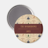Kerststamp in vintage stijl magneet (Voorkant / Achterkant)