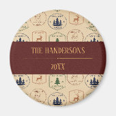 Kerststamp in vintage stijl magneet (Voorkant)