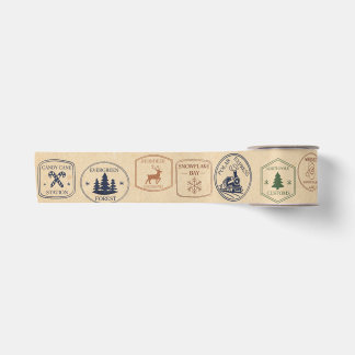 Kerststamp in vintage stijl satijnen lint
