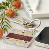Kerststamp in vintage stijl sleutelhanger (Voorkant Rechts)