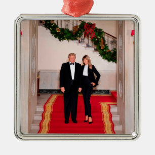 Kerststappen President Donald Trump en Melania Metalen Ornament