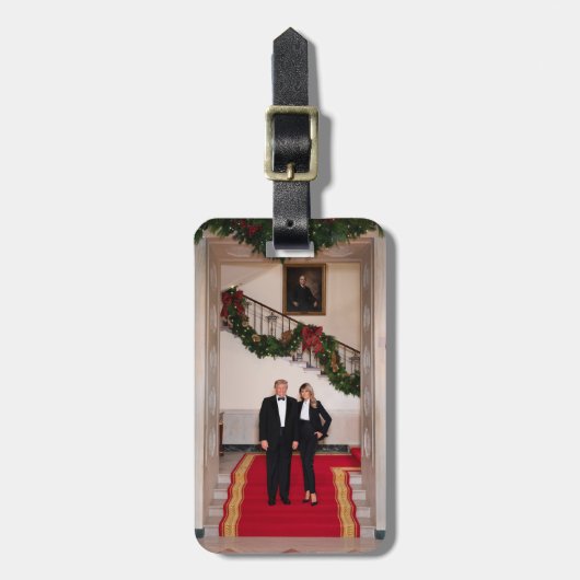 Kerststappen President Donald Trump & Melania Bagagelabel (Voorkant verticaal)