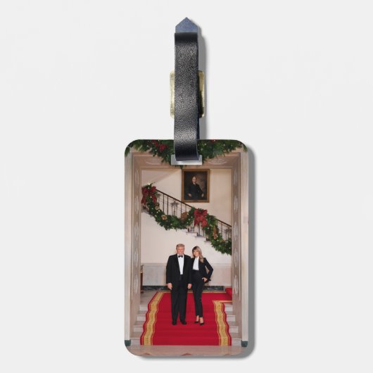 Kerststappen President Donald Trump & Melania Bagagelabel (Achterkant verticaal)