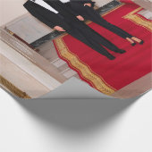 Kerststappen President Donald Trump & Melania Cadeaupapier (Hoek)