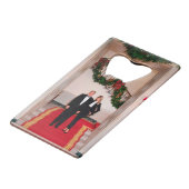Kerststappen President Donald Trump & Melania Creditkaart Flessenopener (Voorkant Gekanteld)