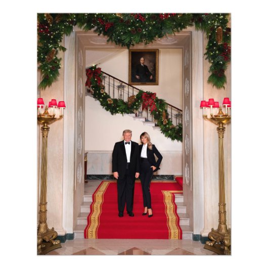 Kerststappen President Donald Trump & Melania Foto Afdruk (Voorkant)