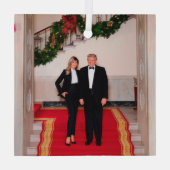 Kerststappen President Donald Trump & Melania Glas Ornament (Achterkant)