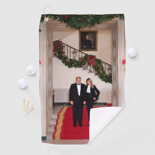 Kerststappen President Donald Trump & Melania Golfhanddoek (Insitu)