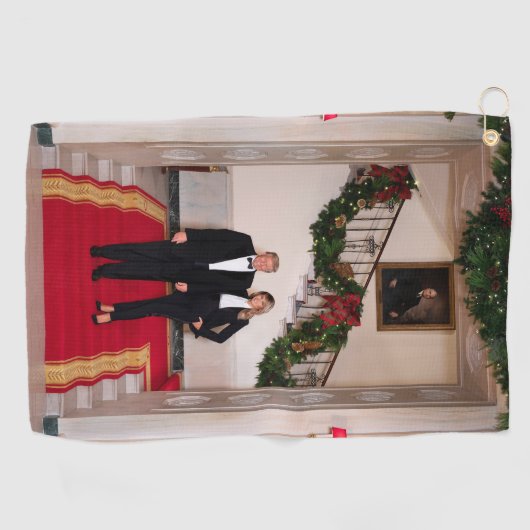 Kerststappen President Donald Trump & Melania Golfhanddoek (Horizontaal)