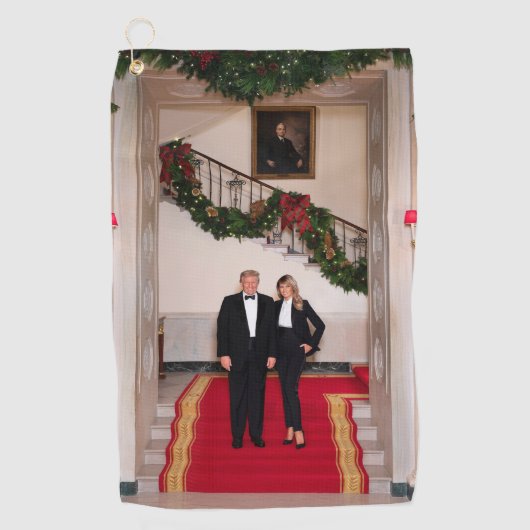 Kerststappen President Donald Trump & Melania Golfhanddoek (Voorkant)