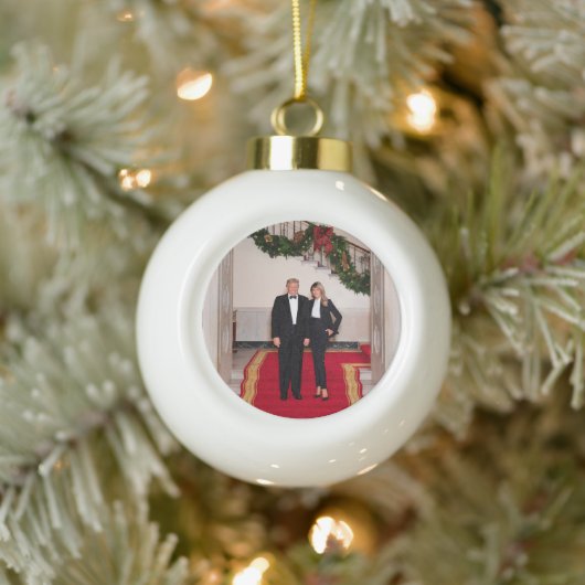 Kerststappen President Donald Trump & Melania Keramische Bal Ornament (Boom)