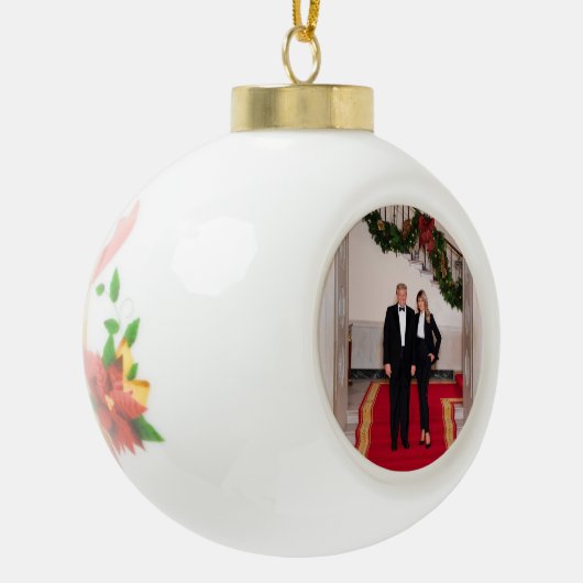 Kerststappen President Donald Trump & Melania Keramische Bal Ornament (Links)
