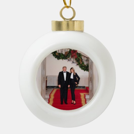 Kerststappen President Donald Trump & Melania Keramische Bal Ornament (Voorkant)