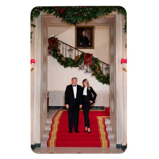 Kerststappen President Donald Trump & Melania Magneet (Verticaal)