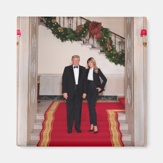 Kerststappen President Donald Trump & Melania Magneet (Voorkant)