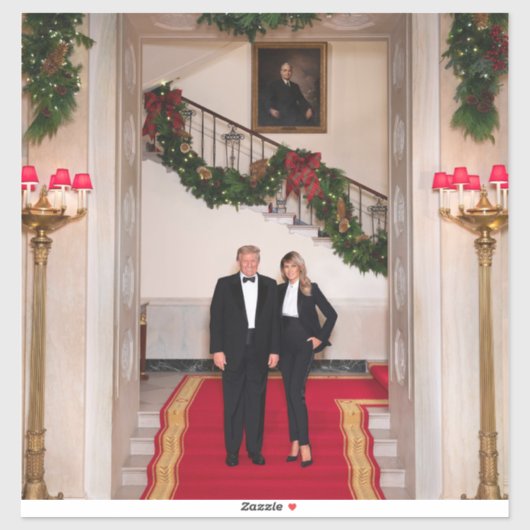 Kerststappen President Donald Trump & Melania Sticker (Vel)