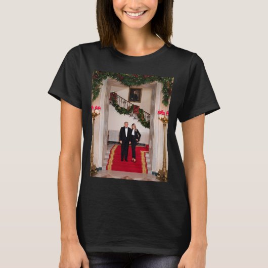 Kerststappen President Donald Trump & Melania T-shirt (Voorkant)