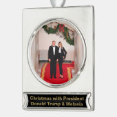 Kerststappen President Donald Trump & Melania Verzilverd Banner Ornament (Links)