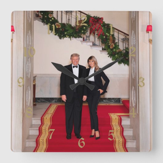 Kerststappen President Donald Trump & Melania Vierkante Klok (Voorkant)