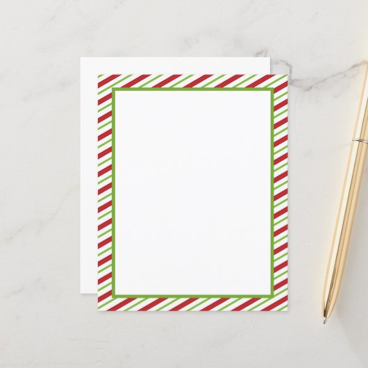 Kerststationery met rode en groene strepen (Voorkant / Achterkant in situ)