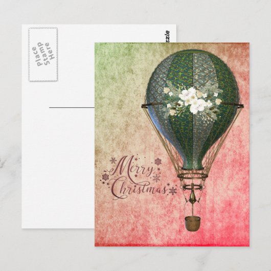 KerstSteampunk-ballon Briefkaart (Voorkant / Achterkant)