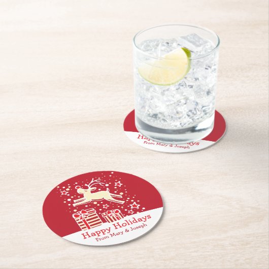 Kerststeigers rendier rood papier onderzetters (Insitu)