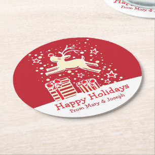 Kerststeigers rendier rood papier onderzetters