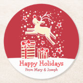 Kerststeigers rendier rood papier onderzetters (Voorkant)