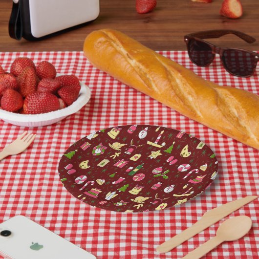 Kerststemming, design met veel snoepjes papieren bordje (Picknick)