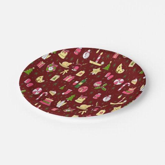 Kerststemming, design met veel snoepjes papieren bordje (Gekanteld)