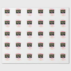 Kerststemming rode familie foto naam snoep Kerstmi Cadeaupapier