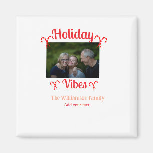 Kerststemming rode familiefoto naam snoep Kerstmis Magneet
