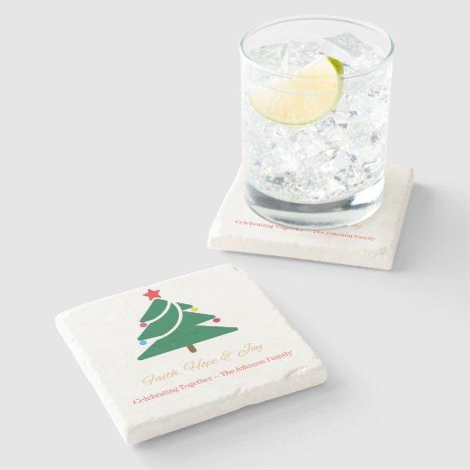 Kerststenen Onderzetter met Kerstmotieven (Zijkant)
