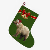 kerststeniging van grizzly beer cub grote kerstsok (Voorkant (Hangend))