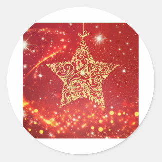 Kerstster 112. ronde sticker