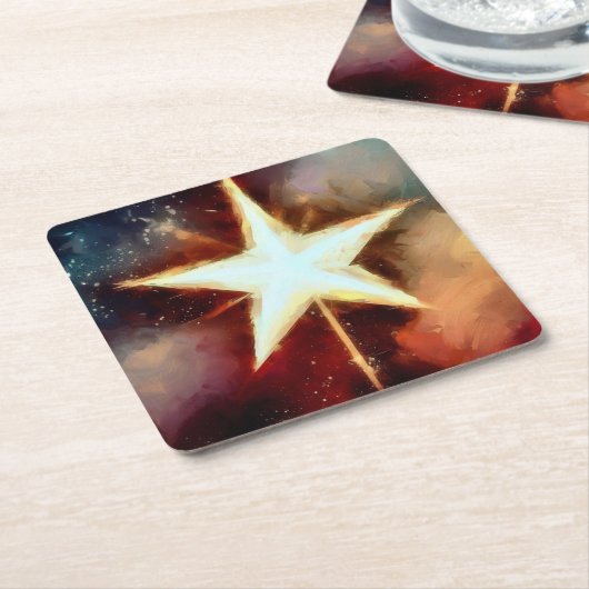 Kerstster 1 kartonnen onderzetters (Schuin)