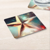 Kerstster 2 kartonnen onderzetters (Schuin)