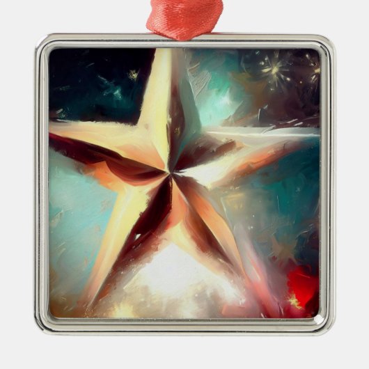 Kerstster 2 metalen ornament (Voorkant)