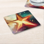 Kerstster 3 kartonnen onderzetters (Schuin)