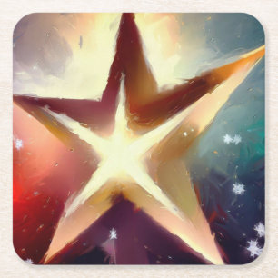 Kerstster 4 kartonnen onderzetters