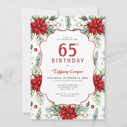 Kerstster 65e verjaardag kaart (Voorkant)