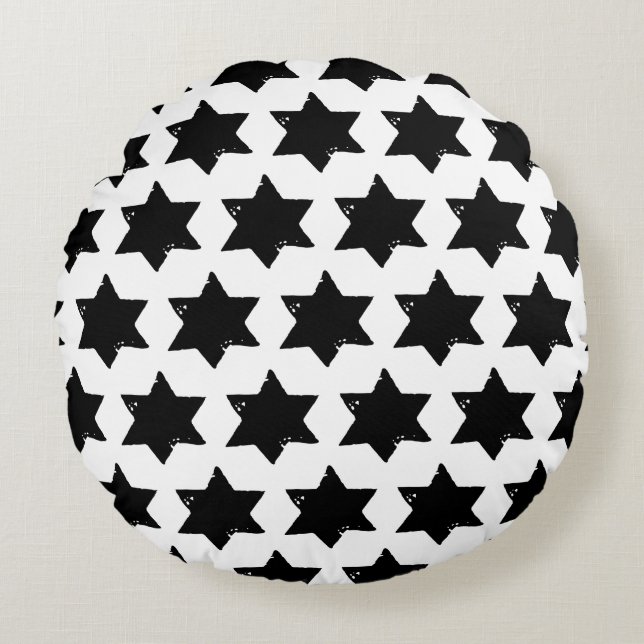 Kerstster Aardappel Print Rond Kussen (Voorkant)