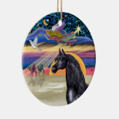 Kerstster - Arabische Paard (zwart) Keramisch Ornament (Rechts)