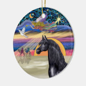 Kerstster - Arabische Paard (zwart) Keramisch Ornament (Links)