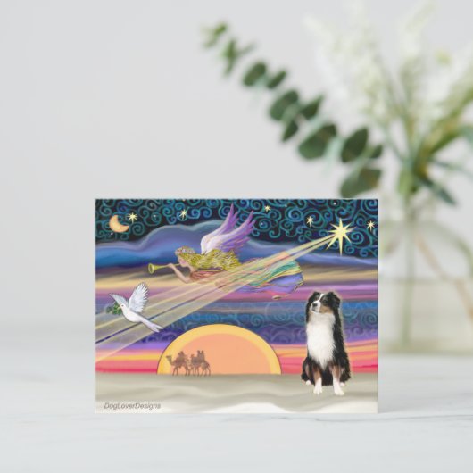 Kerstster - Australian Shepherd (Tri) Feestdagenkaart (Staand voorkant)