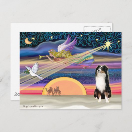 Kerstster - Australian Shepherd (Tri) Feestdagenkaart (Voorkant / Achterkant)