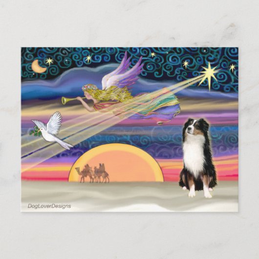 Kerstster - Australian Shepherd (Tri) Feestdagenkaart (Voorkant)