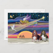 Kerstster - Basset Hounds (twee) Feestdagenkaart (Voorkant / Achterkant)