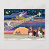 Kerstster - Basset Hounds (twee) Feestdagenkaart (Voorkant)