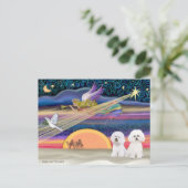 Kerstster - Bichon Frise (twee) Feestdagenkaart (Staand voorkant)